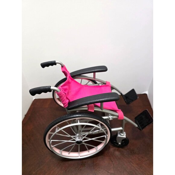 OG DOLL Pink Doll Wheelchair With Black Handles & Footrests - Picture 2 of 10